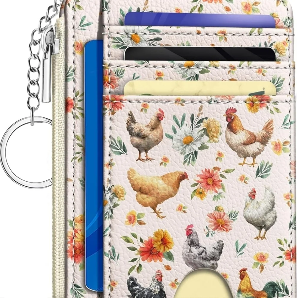 Floral Chicken Print Card Organizer